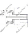 Technical drawing of ✝️ CF 1-SB CAM Follower Enduro, highlighting dimensions and structure details for replacement installation.