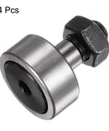 Four Pack Cam Follower KR32 CF12-1 Needle Roller Bearing With M12x1.5 Thread, 32mm Roller Diameter, shown from side view