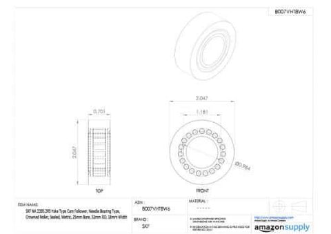 Technical drawing of SKF NA 2201.2RS yoke type cam follower, showing dimensions and design details.