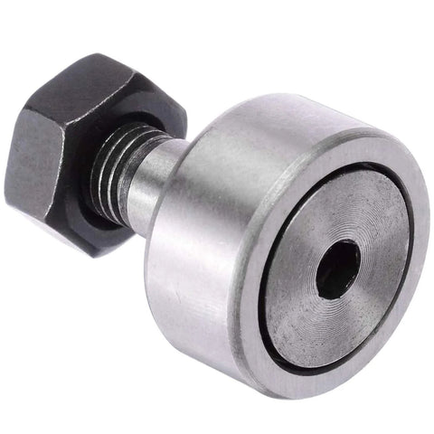 Close-up of CF10-1 Cam Follower Needle Roller Bearing Bolt Kit 26mm OD, precision component, heavy duty steel, for industrial machinery.