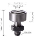 CF10-1 Cam Follower Needle Roller Bearing Bolt Kit 26mm OD with dimensions, bolt-type track roller, heavy duty bearing steel