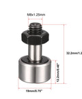 Beefed Up High Load Cam Follower Track Roller Bearing Set, M8 Thread, 19mm Roller Diameter, 11mm Width, for Machine Tools