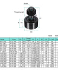 Cam Follower Track Runner Bearing with dimensions and specifications chart, 2 1/4 inch roller diameter, 7/8-14 UNF stud