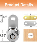 Secure your RV compartments with keyed-alike cam locks, a set of four 1 1/8 Inch cam locks with eight keys, chrome finish.