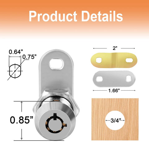 Secure your RV compartments with keyed-alike cam locks, a set of four 1 1/8 Inch cam locks with eight keys, chrome finish.