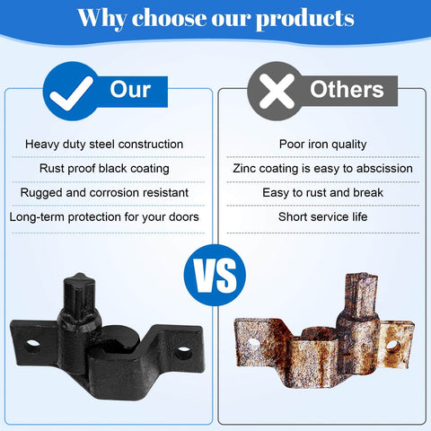 Comparison of trailer cam lock assembly with rustproof black coating versus rusty competitor part.