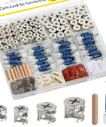 138Pcs Cam Locks For Assortment Kit With 3 In 1 Eccentric Hardware Wheels Fasteners Nuts Bolts Cabinets Closets Drawers