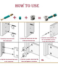 Effortless furniture assembly with a 50 set 3 in 1 cam lock hardware kit, featuring dowels, pre inserted nuts and cam lock nuts