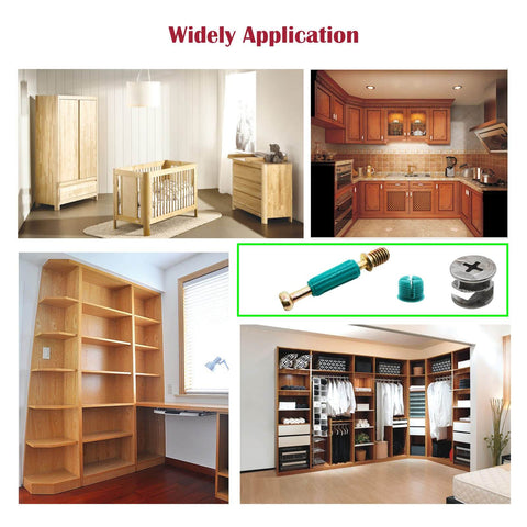 Effortless furniture assembly with a 50 set 3 in 1 cam lock hardware kit featuring dowels, pre inserted nuts, cam lock nuts for strong joints