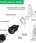 Protect tools, cabinets, and RV compartments with a 2-pack 5/8 inch keyed-alike cam lock set; installation parts shown