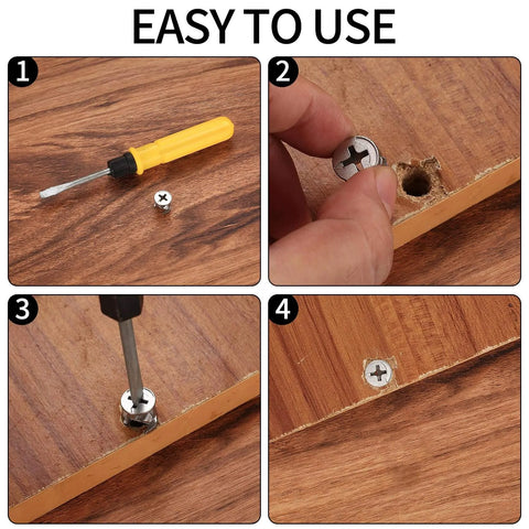Installation steps for Cam Lock Nuts And Screws Set 110 Pcs Alloy Steel 3 In 1 Furniture Connecting Cam Locks For Drawer Cabinet