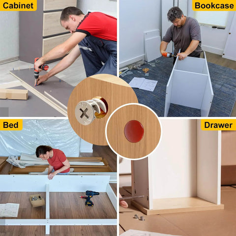138Pcs Cam Locks For Assortment Kit With 3 In 1 Eccentric Hardware Wheels used in cabinet, bookcase, bed, and drawer assembly
