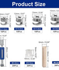 Versatile 120Pcs Cam Lock Furniture Hardware Kit with cam locks, dowel pins, and fasteners displayed with dimensions.