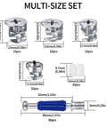 Cam Lock Nuts And Screws Set 110 Pcs Alloy Steel 3 In 1 Furniture Connecting Cam Locks For Drawer Cabinet various sizes diagram