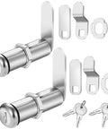 2 Pack 2-1/8 Inch Cam Lock Set For Thick Cabinets And Drawers RV Storage And Tool Boxes Keyed Alike Heavy Duty Stainless Steel With Chrome Plating Dust Shutter Protects Keyhole Rust Resistant