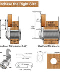 Diagram showing dimensions and installation guide for Three Pack Keyed Alike Cam Lock Set with 1-1/8 inch cylinders.