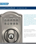 Camelot Keypad Deadbolt With Electronic Keyless Entry Lock Satin Nickel Finish For Front Door Back Door Home Office And Garage Battery Powered Grade Two Security Supports Nineteen Access Codes And Quick Secure Keyless Entry, front view