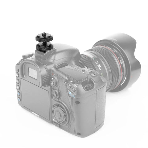Camera with hot shoe mount from Twenty Two Piece Camera Screw Adapters Kit With Reducer Bushings And Various One Quarter Inch To Three Eighths Inch Connections.