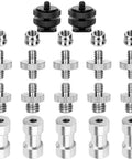 Twenty Two Piece Camera Screw Adapters Kit With Reducer Bushings And Various One Quarter Inch To Three Eighths Inch Connections displayed