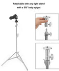 5/8 Inch Baby Ball Head Adapter To 3/8 Inch Thread For C Stand And Light Stand Mounts shown attached to light stand