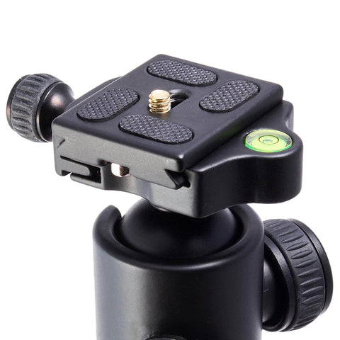 Close-up of Three Piece Round Bubble Level Set 12x6mm Mini Circular Bullseye Spirit Levels on camera tripod mount