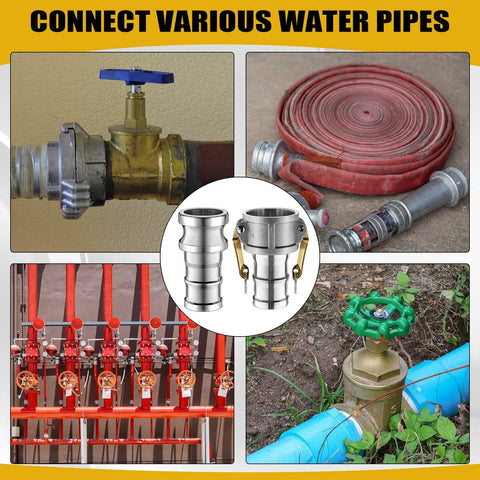 Workhorse All In One 2 Inch Camlock Fittings Kit Type C And E Aluminum Cam And Groove Hose Fittings with connections to water pipes