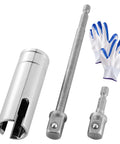 Camper Crank Handle Kit With Three Eighths Socket Drill Bit For Pop Up Trailers, includes adapters and gloves