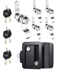 Camper Door Lock And One And One Eighth Inch Cam Lock Set With Deadbolt Lock For RV Entry Side Door Handle, black, 6 keys