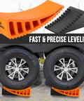 Camper Leveler 2 Pack Kit With Curved RV Levelers And Wheel Chocks For Tight Dual Axle Trailers Faster RV Leveling Than Old School Blocks Essential RV Accessories For Travel Trailers Carmtek