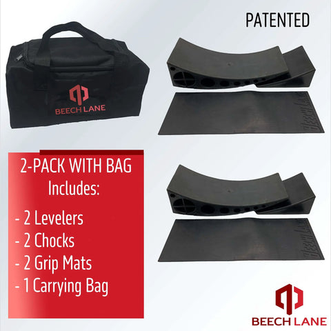 Camper Leveler Set Beech Lane Two Pack With Carrying Bag Includes Two Curved Levelers Two Chocks And Two Rubber Grip Mats