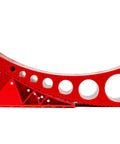 Side view of a red 2 Pack Camper Leveler System For RVs And Campers, Precise Half Inch To Four Inch Leveling, Andersen Hitches.
