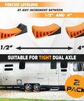 Camper Leveler 2 Pack Kit With Curved RV Levelers And Wheel Chocks For Tight Dual Axle Trailers Faster RV Leveling
