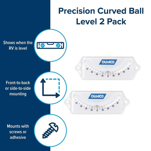 Universal Camper RV Leveling Tool With Front To Back And Side To Side Precision AccuLevel Curved Ball With Graduated Markings