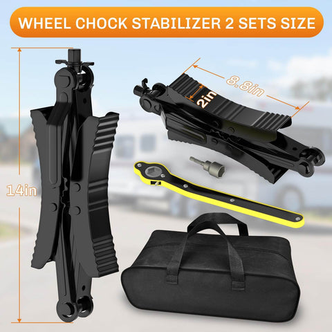 Sturdy Camper Wheel Chock Stabilizers For RV And Travel Trailer X Shaped Anti Move Chocks Heavy Duty 2 Pack 3.5 To 12 Inch