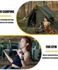 Woman using 30 Pcs Heavy Duty 3 Inch Spring Snap Hook M8 Five Sixteenth Inch Galvanized Steel Carabiner for camping tent and gym equipment