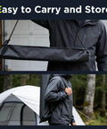 Person carrying the 2700 Lumen Camping Emergency Light With 12000mAh Built In Power Bank, Telescopic Tripod, black bag