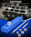 Cam Bearing Removal and Installation Tool Set with case, rods, adapters, fitting most domestic and import vehicles.