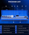 Cam Bearing Removal and Installation Tool Set with adapters and tool components in open blue storage case