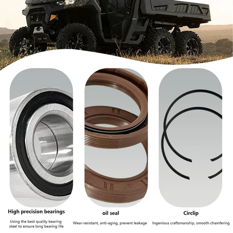 Front Wheel Bearing Kit For Can Am Outlander 330 400 500 650 800 1000 with close-up of bearings, seals, and circlips