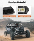 Beefy Bright 26W LED Shock Tower Light Bar With Mount Bracket on Can-Am Maverick X3 showcasing durable material features.
