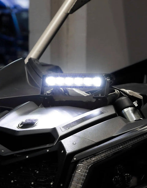Beefy Bright 26W LED Shock Tower Light Bar With Mount Bracket And Rocker Switch Wiring Harness for Can Am Maverick X3 installed