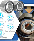 Rear Wheel Bearing Kit For Can Am Outlander 330 400 500 650 800 1000 Renegade Commander Maverick Trail Sport 800 1000 Replacement For 293350040 293370019 Heavy Duty Wheel Hub Bearings For Off Road Adventures And Rough Terrain close-up showing two steel bearings and installation details