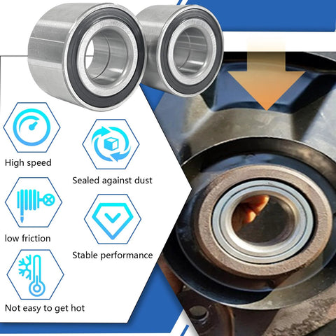 Rear Wheel Bearing Kit For Can Am Outlander 330 400 500 650 800 1000 Renegade Commander Maverick Trail Sport 800 1000 Replacement For 293350040 293370019 Heavy Duty Wheel Hub Bearings For Off Road Adventures And Rough Terrain close-up showing two steel bearings and installation details