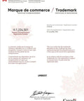 URBEST trademark certificate from Canada displaying registration number and details in English and French