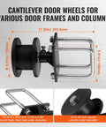 Sliding Gate Kit Rolling Gate Hardware with H Shaped Wheel Groove for Cantilever Sliding Gates and Rolling Doors Heavy Duty Steel Bracket with 4 Track Wheels Smooth Quiet Nylon Rollers Black - Cantilever door wheels for various frames