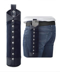 Durable Canvas And Leather Welding Rod Bag For Electrode Storage And Welding Tools, shown attached to belt with reinforced rivets