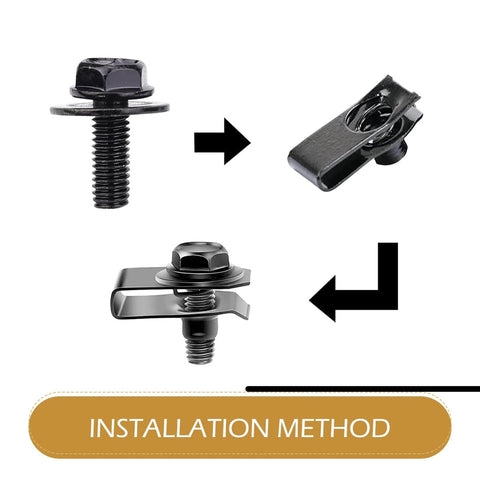 Installation method of 20 Piece Car Body Bolt And U Nut Clamp Kit For Universal Car Fit with Metal Engine Fender Fasteners
