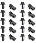 20 Piece Car Body Bolt And U Nut Clamp Kit For Universal Car Fit With Metal Engine Fender Fasteners arranged on white background