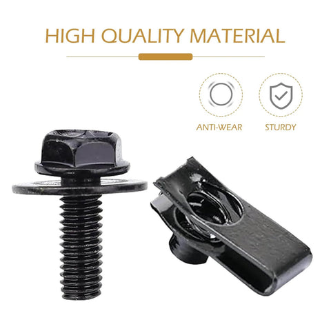 20 Piece Car Body Bolt And U Nut Clamp Kit For Universal Car Fit durable metal bolts and clamps, anti-wear sturdy material