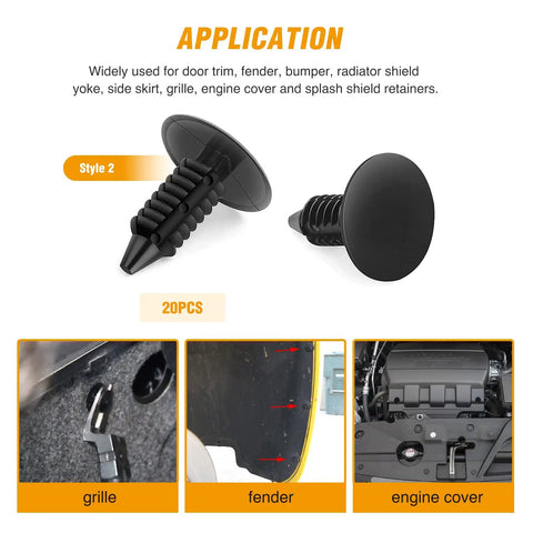 120 Piece Car Bumper Push Retainer Clip Kit With Nylon Fasteners and Rivets 6mm to 10mm Size Range for car repairs